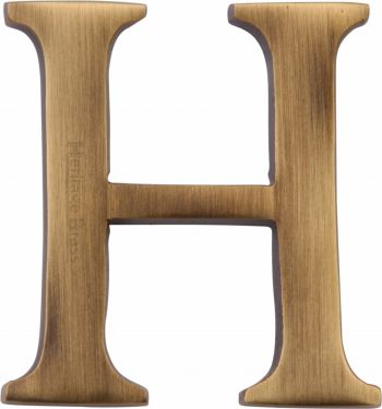 Click Here To Enlarge This Photo Of C1565 2 H-AT Heritage Brass Alphabet H Pin Fix 51mm (2") Antique Brass Finish