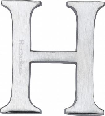 Click Here To Enlarge This Photo Of C1565 2 H-SC Heritage Brass Alphabet H Pin Fix 51mm (2") Satin Chrome Finish