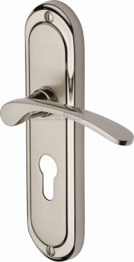 Click Here To Enlarge This Photo Of AMB6248-MC Heritage Brass Door Handle For Euro Profile Plate Ambassador Design Mercury Finish