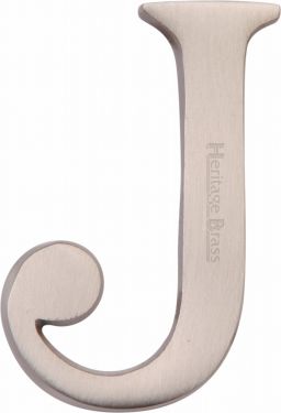 Click Here To Enlarge This Photo Of C1565 2 J-SN Heritage Brass Alphabet J Pin Fix 51mm (2") Satin Nickel Finish