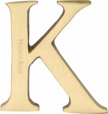 Click Here To Enlarge This Photo Of C1565 2 K-SB Heritage Brass Alphabet K Pin Fix 51mm (2") Satin Brass Finish
