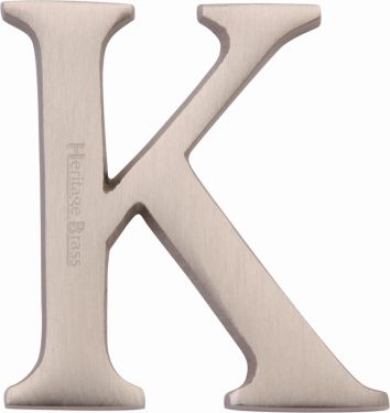 Click Here To Enlarge This Photo Of C1565 2 K-SN Heritage Brass Alphabet K Pin Fix 51mm (2") Satin Nickel Finish