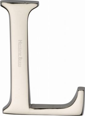 Click Here To Enlarge This Photo Of C1565 2 L-PNF Heritage Brass Alphabet L Pin Fix 51mm (2") Polished Nickel Finish
