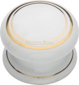 6032 Heritage Brass Cabinet Knob Gold Line 32mm with Porcelain Base