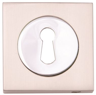 Click Here To Enlarge This Photo Of Fortessa - FSESC-SNCP - Square Keyhole Escutcheon Satin Nickel/Polished Chrome Finish