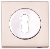 Fortessa - FSESC-SNCP - Square Keyhole Escutcheon Satin Nickel/Polished Chrome Finish