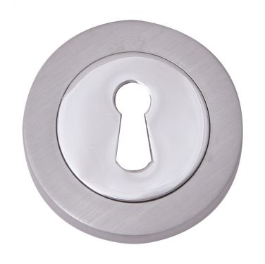 Click Here To Enlarge This Photo Of Fortessa - FESC-SPC - Round Keyhole Escutcheon Satin/Polished Chrome Finish