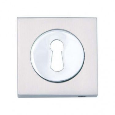 Click Here To Enlarge This Photo Of Fortessa - FSEESC-SPC - Square Euro-Profile Escutcheon Satin/Polished Chrome Finish