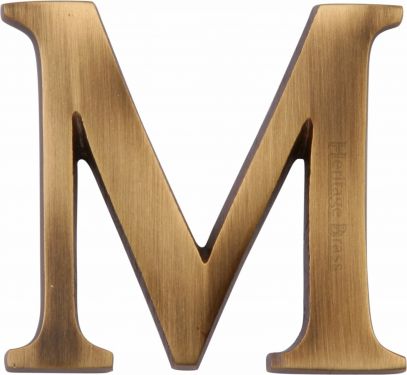 Click Here To Enlarge This Photo Of C1565 2 M-AT Heritage Brass Alphabet M Pin Fix 51mm (2") Antique Brass Finish