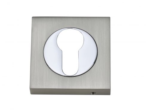 Click Here To Enlarge This Photo Of Fortessa - FSEESC-SNCP - Square Euro-Profile Escutcheon Satin Nickel/Polished Chrome Finish