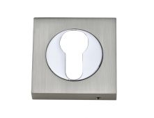 Fortessa - FSEESC-SNCP - Square Euro-Profile Escutcheon Satin Nickel/Polished Chrome Finish
