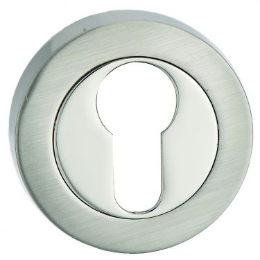Click Here To Enlarge This Photo Of Fortessa - FEESC-SNNP - Round Euro-Profile Escutcheon Satin Nickel/Polished Nickel Finish