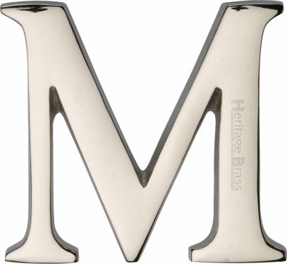 Click Here To Enlarge This Photo Of C1565 2 M-PNF Heritage Brass Alphabet M Pin Fix 51mm (2") Polished Nickel Finish