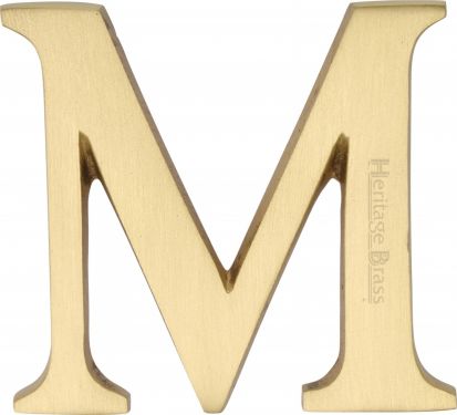 Click Here To Enlarge This Photo Of C1565 2 M-SB Heritage Brass Alphabet M Pin Fix 51mm (2") Satin Brass Finish