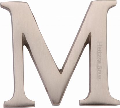 Click Here To Enlarge This Photo Of C1565 2 M-SN Heritage Brass Alphabet M Pin Fix 51mm (2") Satin Nickel Finish