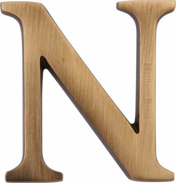 Click Here To Enlarge This Photo Of C1565 2 N-AT Heritage Brass Alphabet N Pin Fix 51mm (2") Antique Brass Finish