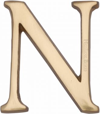 Click Here To Enlarge This Photo Of C1565 2 N-PB Heritage Brass Alphabet N Pin Fix 51mm (2") Polished Brass Finish