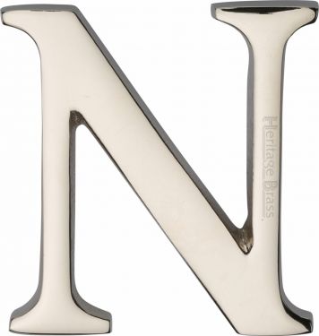 Click Here To Enlarge This Photo Of C1565 2 N-PNF Heritage Brass Alphabet N Pin Fix 51mm (2") Polished Nickel Finish