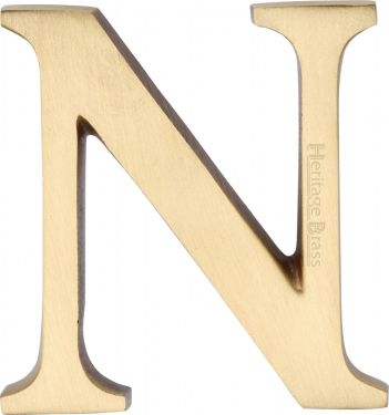 Click Here To Enlarge This Photo Of C1565 2 N-SB Heritage Brass Alphabet N Pin Fix 51mm (2") Satin Brass Finish
