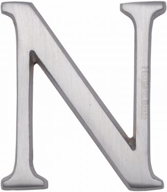 Click Here To Enlarge This Photo Of C1565 2 N-SC Heritage Brass Alphabet N Pin Fix 51mm (2") Satin Chrome Finish