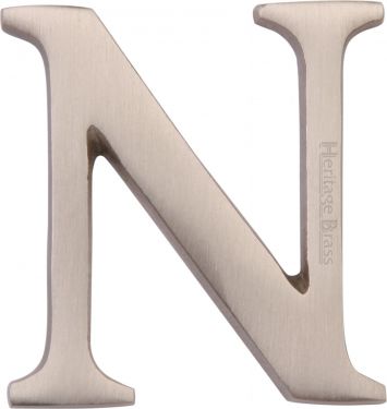 Click Here To Enlarge This Photo Of C1565 2 N-SN Heritage Brass Alphabet N Pin Fix 51mm (2") Satin Nickel Finish
