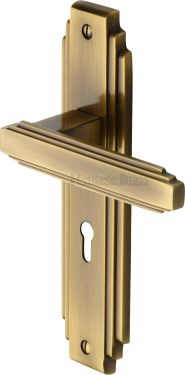 Click Here To Enlarge This Photo Of AST5900-AT Heritage Brass Door Handle Lever Lock Astoria Design Antique Brass Finish