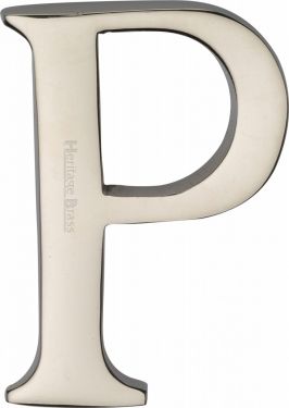Click Here To Enlarge This Photo Of C1565 2 P-PNF Heritage Brass Alphabet P Pin Fix 51mm (2") Polished Nickel Finish