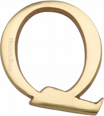 Click Here To Enlarge This Photo Of C1565 2 Q-PB Heritage Brass Alphabet Q Pin Fix 51mm (2") Polished Brass Finish