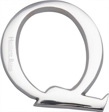 Click Here To Enlarge This Photo Of C1565 2 Q-PC Heritage Brass Alphabet Q Pin Fix 51mm (2") Polished Chrome Finish