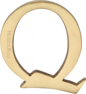 Click Here To Enlarge This Photo Of C1565 2 Q-SB Heritage Brass Alphabet Q Pin Fix 51mm (2") Satin Brass Finish
