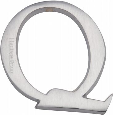 Click Here To Enlarge This Photo Of C1565 2 Q-SC Heritage Brass Alphabet Q Pin Fix 51mm (2") Satin Chrome Finish