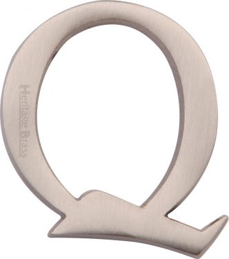 Click Here To Enlarge This Photo Of C1565 2 Q-SN Heritage Brass Alphabet Q Pin Fix 51mm (2") Satin Nickel Finish