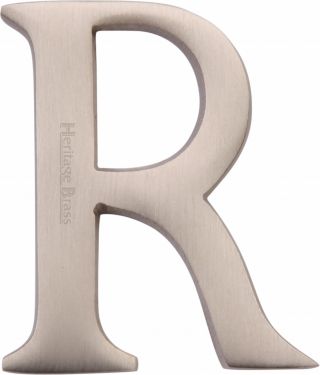 Click Here To Enlarge This Photo Of C1565 2 R-SN Heritage Brass Alphabet R Pin Fix 51mm (2") Satin Nickel Finish