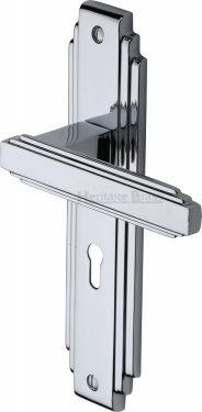 Click Here To Enlarge This Photo Of AST5900-PC Heritage Brass Door Handle Lever Lock Astoria Design Polished Chrome Finish