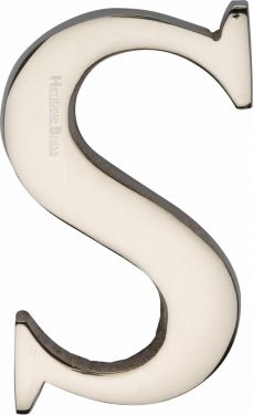 Click Here To Enlarge This Photo Of C1565 2 S-PNF Heritage Brass Alphabet S Pin Fix 51mm (2") Polished Nickel Finish