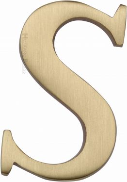 Click Here To Enlarge This Photo Of C1565 2 S-SB Heritage Brass Alphabet S Pin Fix 51mm (2") Satin Brass Finish