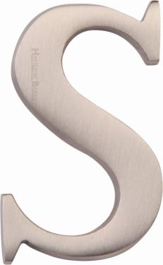 Click Here To Enlarge This Photo Of C1565 2 S-SN Heritage Brass Alphabet S Pin Fix 51mm (2") Satin Nickel Finish