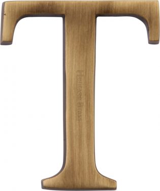 Click Here To Enlarge This Photo Of C1565 2 T-AT Heritage Brass Alphabet T Pin Fix 51mm (2") Antique Brass Finish