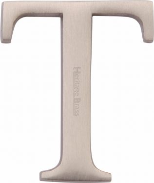 Click Here To Enlarge This Photo Of C1565 2 T-SN Heritage Brass Alphabet T Pin Fix 51mm (2") Satin Nickel Finish