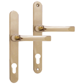 AS10680 - Asec Gold Espagnolette Handles - 92mm Centres - 200mm Screw Centres - 230mm Backplate