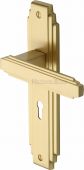 AST5900-SB Heritage Brass Door Handle Lever Lock Astoria Design Satin Brass Finish