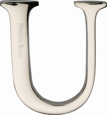 Click Here To Enlarge This Photo Of C1565 2 U-PNF Heritage Brass Alphabet U Pin Fix 51mm (2") Polished Nickel Finish