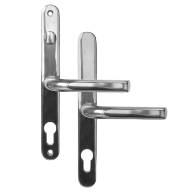 Click Here To Enlarge This Photo Of AS11898 - Asec Polished Silver Espagnolette Handles - 68mm Centres - 210mm Screw Centres - 240mm Backplate
