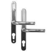 AS11898 - Asec Polished Silver Espagnolette Handles - 68mm Centres - 210mm Screw Centres - 240mm Backplate