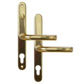 AS11899 - Asec Polished Gold Espagnolette Handles - 68mm Centres - 210mm Screw Centres - 240mm Backplate