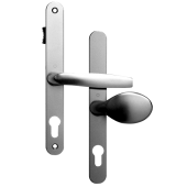 AS11903 - Asec Polished Silver Espagnolette Handles - 68mm Centres - 210mm Screw Centres - 240mm Backplate