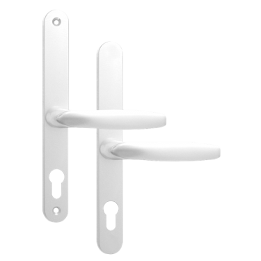 Click Here To Enlarge This Photo Of AS11905 - Asec White Espagnolette Handles - 68mm Centres - 210mm Screw Centres - 240mm Backplate