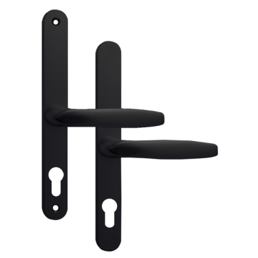 Click Here To Enlarge This Photo Of AS11906 - Asec Black Espagnolette Handles - 68mm Centres - 210mm Screw Centres - 240mm Backplate