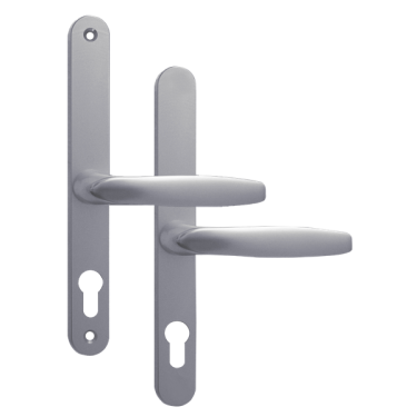 Click Here To Enlarge This Photo Of AS11907 - Asec Silver Espagnolette Handles - 68mm Centres - 210mm Screw Centres - 240mm Backplate