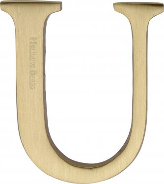 Click Here To Enlarge This Photo Of C1565 2 U-SB Heritage Brass Alphabet U Pin Fix 51mm (2") Satin Brass Finish